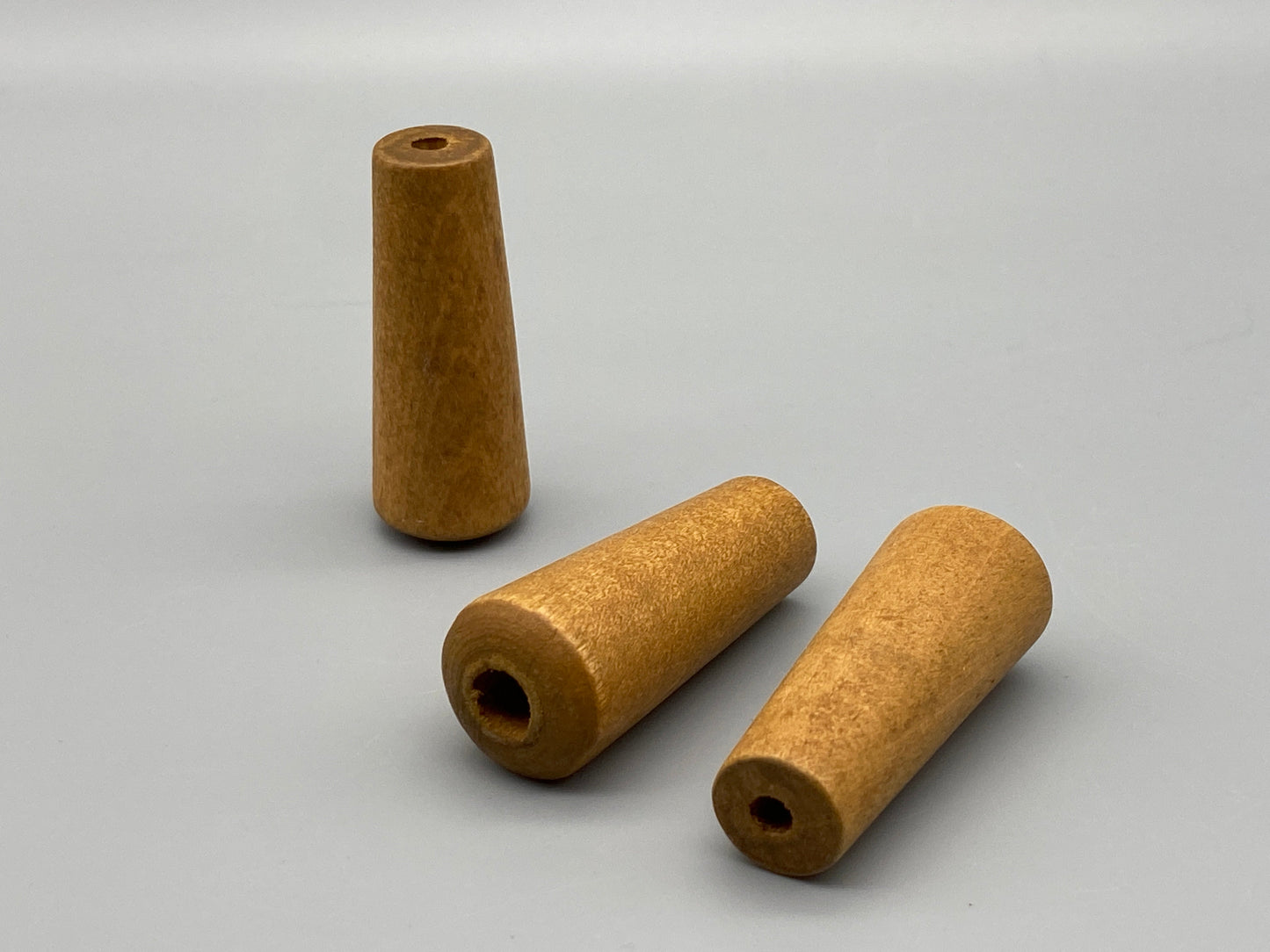 3x Glands de stores en bois naturel minces - Tirettes de cordon / Tirettes de lumière - Tailles moyennes et grandes - Lot de 3